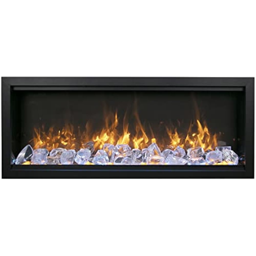 Amantii SYM-74-XT-BESPOKE Symmetry Extra Tall Bespoke 74-inch Indoor/Outdoor Electric Fireplace with Remote, Trim, ICE Media, and WiFi/Bluetooth Speaker