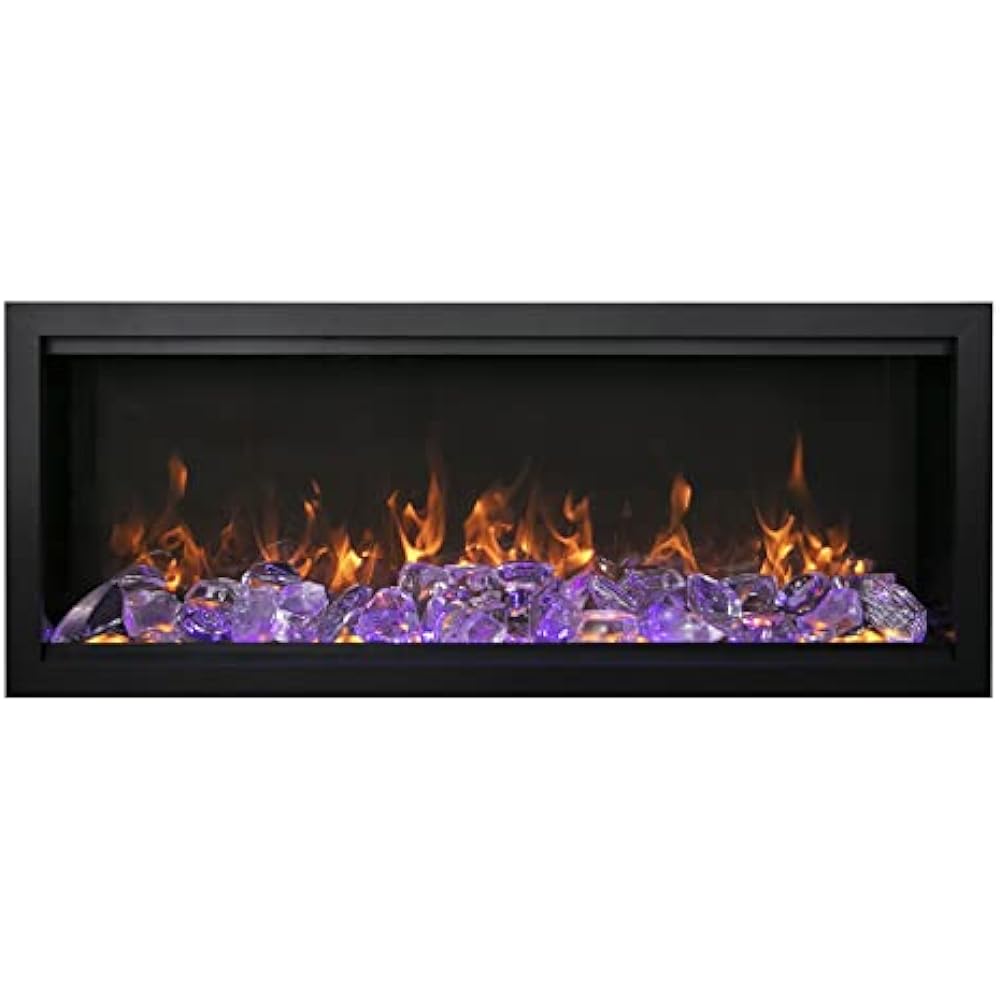 Amantii SYM-74-XT-BESPOKE Symmetry Extra Tall Bespoke 74-inch Indoor/Outdoor Electric Fireplace with Remote, Trim, ICE Media, and WiFi/Bluetooth Speaker