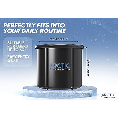 ARCTIC THERAPY TUB Heavy Duty Large Ice Bath Tub for Recovery| Portable Cold Plunge Pool with Lid| Ice Bathtub for Athletes| Reinforced tub 6 layers| 75cmx75cm [85 Gallons Capacity] (Black)
