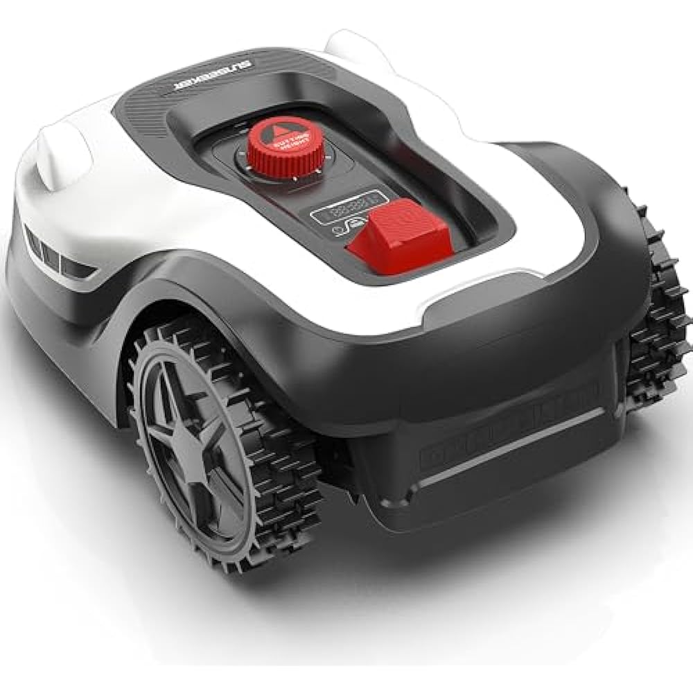 SUNSEEKER L22 Robot Lawn Mower 0.3 Acre/ 13,000 Sq.Ft, with Mapping Function and App Control, Only 52 db,Rain Sensor & Boundary Wire, Battery & Charger Included, Black & White