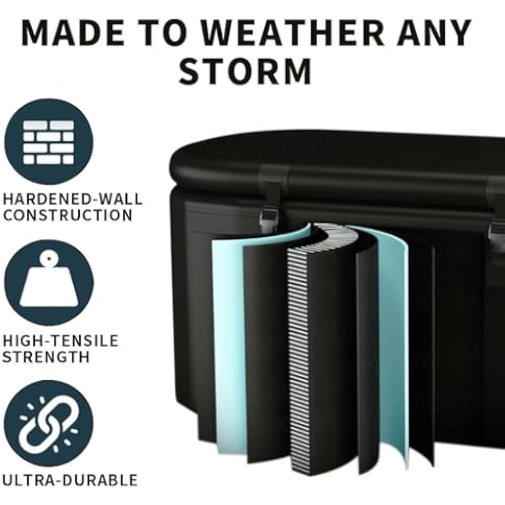 EJIA Ice Bath Tub For Athletes - Water Chiller Compatible, Portable Cold Plunge Tub for Recovery Therapy, Ice Plunge Tub Portable Ice Bath XL 59" L x 30" W x 24.5" H