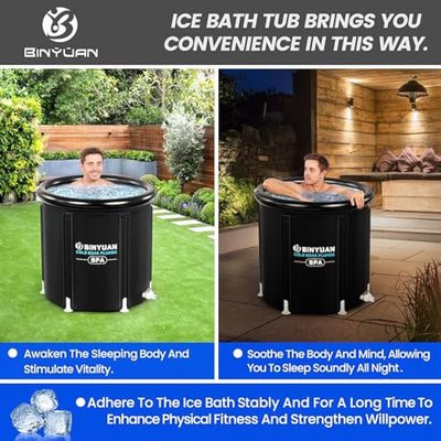 BINYUAN XL Ice Bath Tub for Athletes With Cover 99 Gal Cold Plunge Tub for Recovery, Multiple Layered Portable Ice Bath Plunge Pool Suitable for Gardens, Gyms and Other Cold Water Therapy Training
