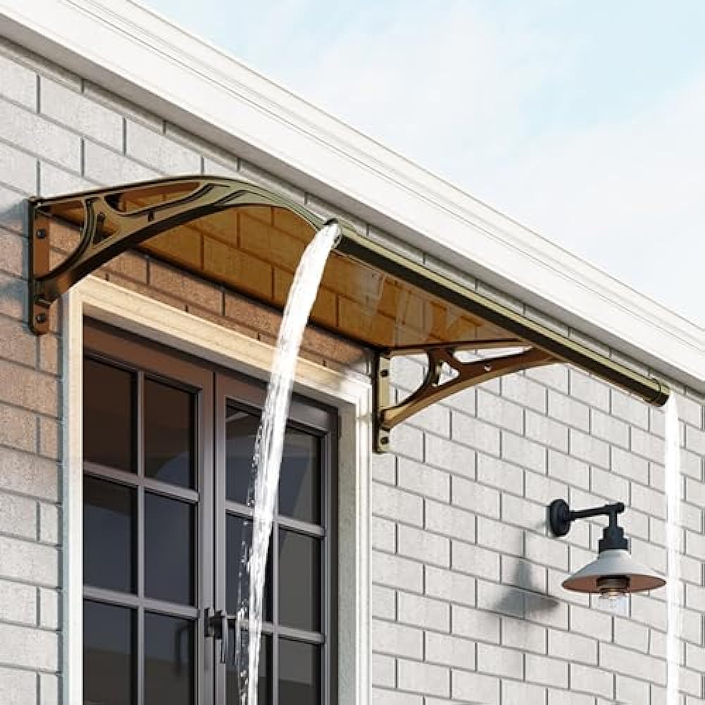 Awnings for Patio Window Awning Door Canopy Patio Canopy Cover UV Rain Snow Sunlight Protection Rain Shelter for Door Entrance Polycarbonate Porch Cover Window Door Entry Awnings (Color : Brown, Siz