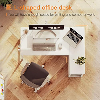 ODK 40 Inch Small L Shaped Computer Desk with Reversible Storage Shelves
