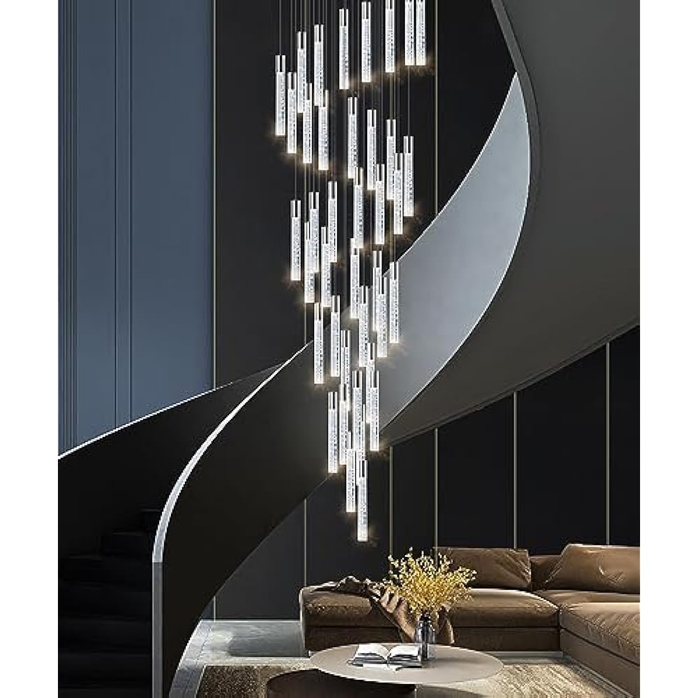 Chandeliers for Living Room Modern LED Lights High Ceiling 20ft Chandelier for Entryway Dining Room Ceiling Pendant Light Fixtures Sloping Ceiling Adjustable Dimmable Lighting Extra Large