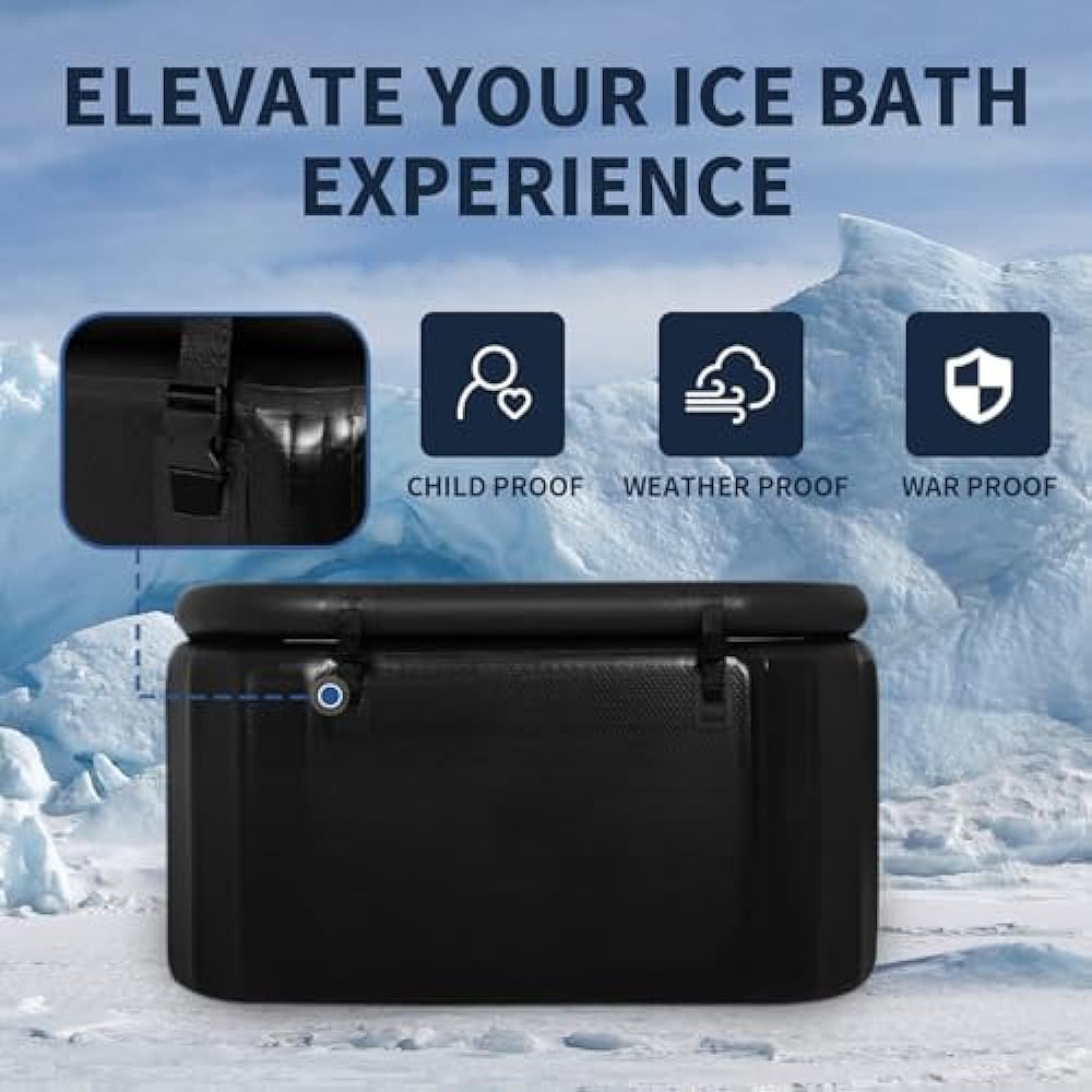 EJIA Ice Bath Tub For Athletes - Water Chiller Compatible, Portable Cold Plunge Tub for Recovery Therapy, Ice Plunge Tub Portable Ice Bath XL 59" L x 30" W x 24.5" H