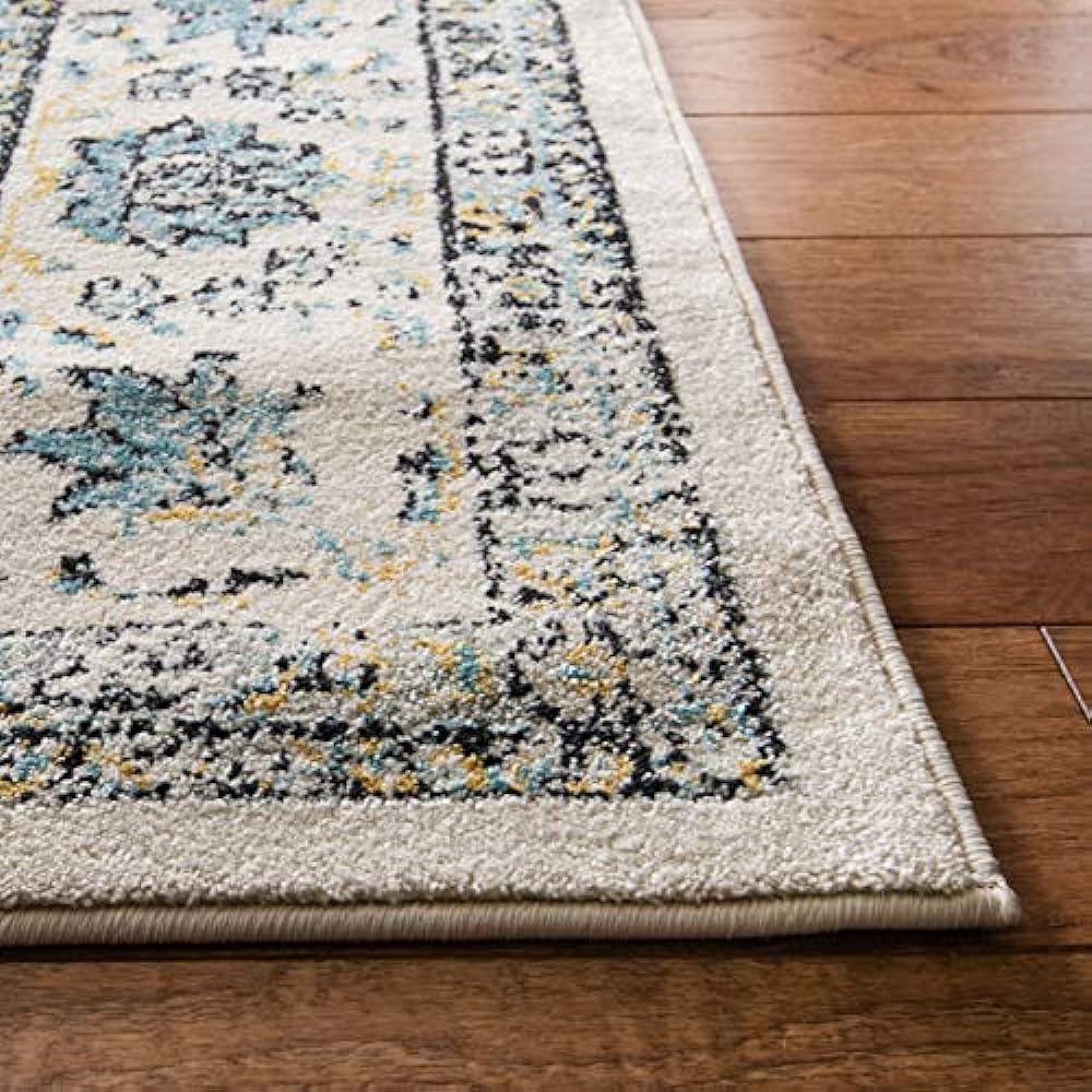 SAFAVIEH Evoke Collection Area Rug - 10' x 14', Grey & Gold, Shabby Chic Oriental Medallion Design, Non-Shedding & Easy Care, Ideal for High Traffic Areas in Living Room, Bedroom (EVK220B)