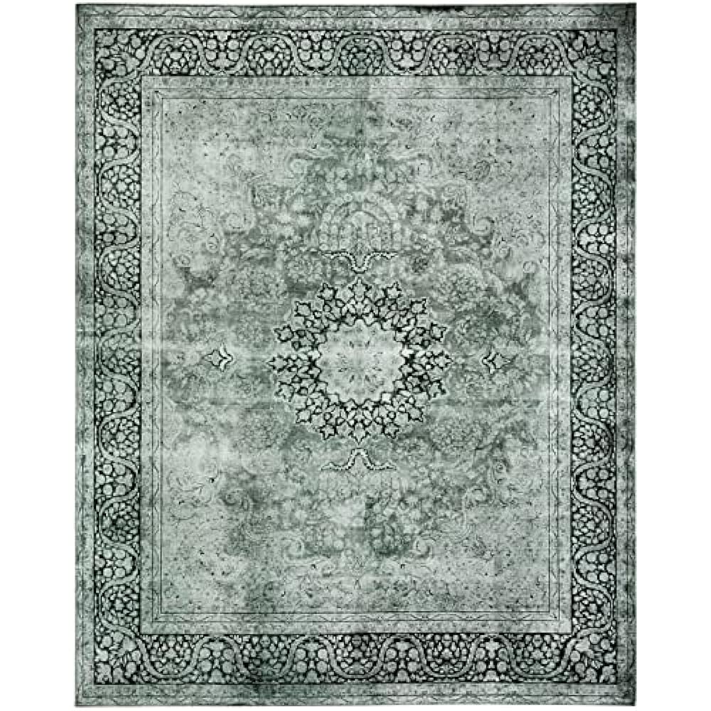 DECOMALL Maila Washable Rug, Traditional Oriental Rug,Vintage Distressed Large Carpet for Living Room Bedroom, 9x12ft Grey-Green